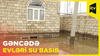 Gəncədə güclü yağış yağıb, evləri su basıb