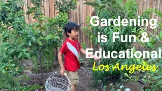 Teaching a Child How to Grow a Garden | Gardening is Fun and Educational  | Los Angeles Backyard