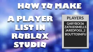 HOW TO MAKE A PLAYER LIST IN ROBLOX STUDIO