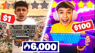 13 Year Old Uses 1 Star VS 5 Star Rated Keyboards To Play Arena Fortnite!