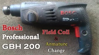 Bosch hammer drill repair ||Armature & Field Coil Change || bosch gbh 200 professional rotary hammer