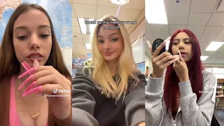 asmr doing my makeup in class | tiktok compilation