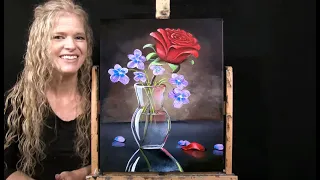 Learn How to Draw & Paint ROSES ARE RED, VIOLETS ARE BLUE - Acrylic Paint and Sip at Home-Art Lesson