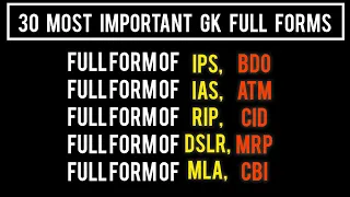 30 Most Important Gk Full Forms | Full Forms of General knowledge | Full Form For Kids & Students