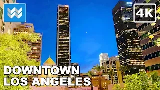 [4K] Downtown Los Angeles at Night - Walking Tour & Travel Guide 🎧  Binaural City Sound