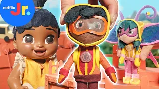 Action Pack Toy Play: Stopping Clay’s Super Sized Sister | Netflix Jr