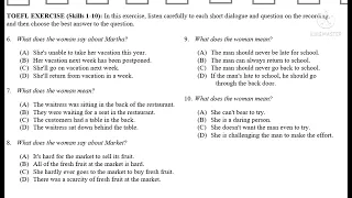 TOEFL ITP LISTENING EXERCISE - Skills 1 - 10 (Review)