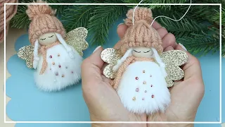 Cute Winter Fairy for the Christmas tree 🎄 EASY and FAST ✨ How to make a doll in a hat and fur coat