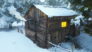 FREEZING COLD night in a ABANDONED WOODEN CABIN, 18 outside +28 inside BUNKER  PART 3