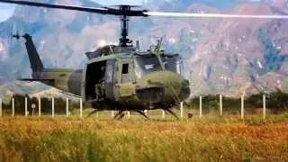 Maniobras de un Bell UH-1H Huey II del Ejército de Colombia