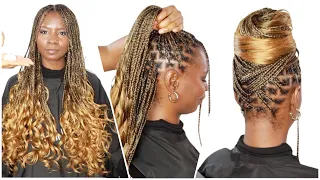 Extra Flat French curl Braids! Knotless braids 2 ways! Feedin + No feedin method | Freetress Braid