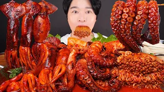 ASMR MUKBANG  | SPICY SEAFOOD BOIL & MUSHROOMS SQUID 🦑 OCTOPUS 🐙 ENOKI MUSHROOMS EATING SOUNDS 먹방