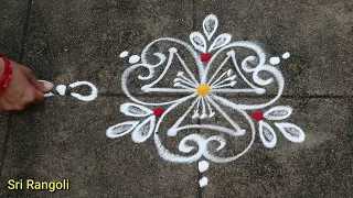 2 min Rangoli Designs🌻 3 dots Small Muggulu🌻Chinna Muggulu 🌻Daily Rangoli🌻Side Border Rangoli Design