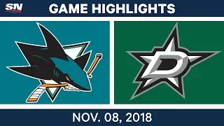 NHL Highlights | Sharks vs. Stars – Nov. 8, 2018