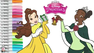 Disney Princess Coloring Book Compilation Belle Snow White and Tiana Holiday Fun