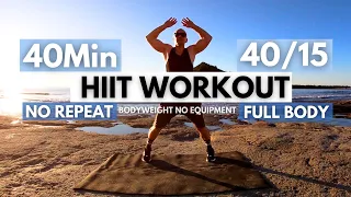 HIIT 40Min Full Body Workout 🔥 / NO REPEAT / Interval Training