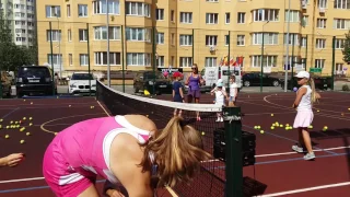 мини-теннис для детей. Хорошая разминка, ОФП. mini-tennis for children. A good warm-up, the RPT.