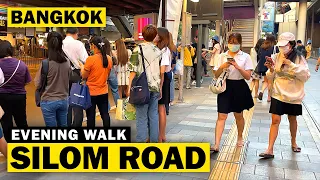 Silom Road and Sala Daeng Evening Walk [ 4K ] Bangkok Walking Tour