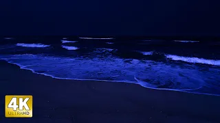 Fall Asleep With Night Ocean Sounds - Relax On The Beach - 4K Video
