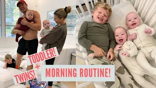 OUR MORNING ROUTINE WITH TWIN BABIES (TWINS AND TODDLER MORNING ROUTINE)!