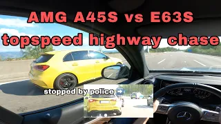 2020 AMG A45S meets E63S on the  Autobahn no speed limit