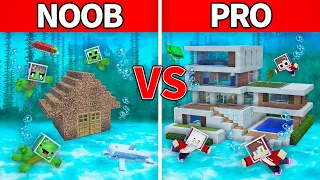 Mikey Family & JJ Family - NOOB vs PRO : Underwater House Build Challenge in Minecraft (Maizen)