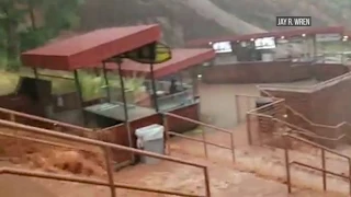 Rain causes crazy flooding at Red Rocks Amphitheater