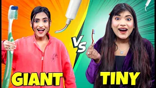 Using Only Giant vs Tiny Things For 24 Hours Challenge * gone wrong* 😭 | SAMREEN ALI
