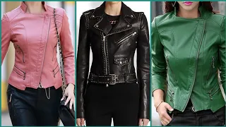 colorful Leather jacket designs for ladies
