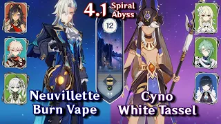 C0 Neuvillette Burn Vape & C0 Cyno Quickbloom | Spiral Abyss 4.1 - Floor 12 9 Stars | Genshin Impact