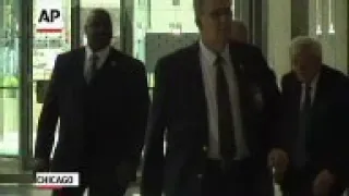 Former U.S. House Speaker Dennis Hastert leaves a Chicago court house after pleading not guilty to c