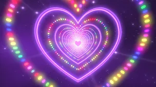 Heart Tunnel Background🌈Neon Heart Light Dots  | Heart Wallpaper Video | Animated Background Video