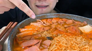 [ASMR]뜨거운🥵 부대찌개 먹방 so hot Spicy Sausage Stew MUKBABG 먹묵(muckmuk)