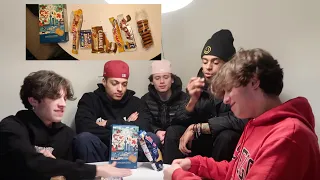 Trying candy from fans around the world