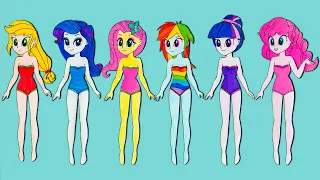 Paper dolls Dress up MLP Mermaids Handmade Colorful dresses and hairstyles Quiet Book