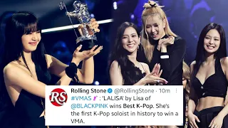 BlackPink Lisa wins Best-Kpop at the 2022 MTV VMAs, Jisoo, Rosé & Jennie's reaction & fans!