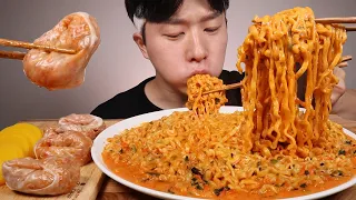 우유로 만든 크림진짬뽕 김치만두 먹방- ASMR MUKBANG SPICY CREAM NOODLES KIMCH DUMPLINGS EATING SHOW