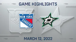 NHL Highlights | Rangers vs. Stars - Mar. 12, 2022