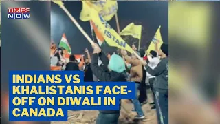 Brawl Breaks Out Between Indian-Origin Canadians and  Khalistani Separatists On Diwali #shorts