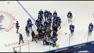 John Tavares Stretchered Off After Getting Hit in the Face