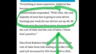 Uber CEO Dara Khosrowshahi “The vast majority of your fare is going to your driver.”