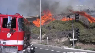 Brush Fire Along Freeway Prompts Closures In Pacoima