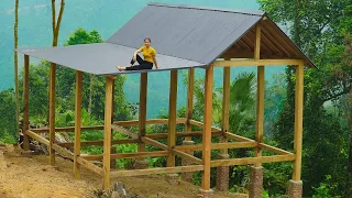 VIDEO FULL: 35 days Building a Wooden House (CABIN), roof it, close floorboards & wall | Hoang Huong