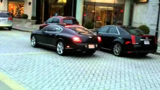 [HD] Bentley Continental GT LOUD startup and parking!+ 2010 Cadillac CTS-V Sedan!