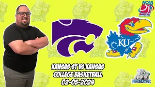 Kansas State vs Kansas  2/5/24 Free College Basketball Picks and Predictions  | NCAAB Pick