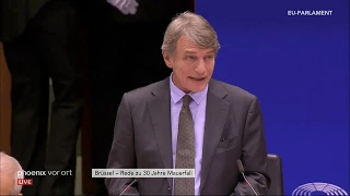 EU-Parlamentspräsident Sassoli eröffnet Plenarsitzung in Brüssel zu  30 Jahre Mauerfall am