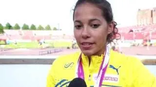 Angelica Bengtsson (SWE) after winning bronze in the Pole Vault, Tampere 2013
