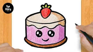 #100 How to Draw a Cute Cake - Easy Drawing Tutorial