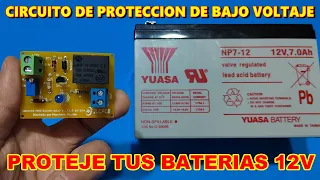 ✅ COMO PROTEGER TUS BATERIAS DE 12V CON ESTE CIRCUITO DE PROTECCION DE BAJO VOLTAJE DE BATERIA