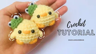 [English Sub] Tiny chick wearing a frog hat crochet tutorial | Hướng dẫn móc gà con đội mũ ếch